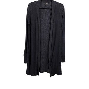 ❤️371 Daytrip Long Sleeve Ribbed Open Front Black Cardigan Sweater
